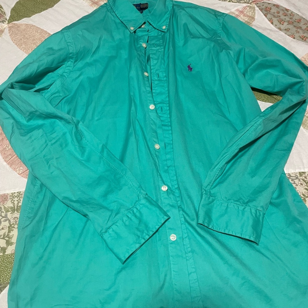 Ralph Lauren Polo Featherweight Twill Size L green Men’s long sleeve shirt
